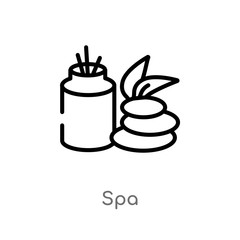 outline spa vector icon. isolated black simple line element illustration from beauty concept. editable vector stroke spa icon on white background