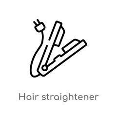 outline hair straightener vector icon. isolated black simple line element illustration from beauty concept. editable vector stroke hair straightener icon on white background