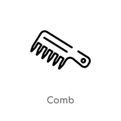 outline comb vector icon. isolated black simple line element illustration from beauty concept. editable vector stroke comb icon on white background