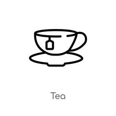 outline tea vector icon. isolated black simple line element illustration from beauty concept. editable vector stroke tea icon on white background