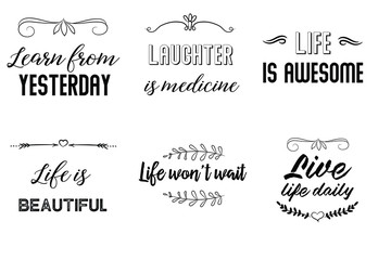 Set of Calligraphy saying for print. Motivation Inspiring Positive Vector Quotes for every day. Ready to post in social media, brochure, magazine.