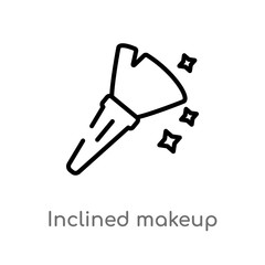 outline inclined makeup brush vector icon. isolated black simple line element illustration from beauty concept. editable vector stroke inclined makeup brush icon on white background