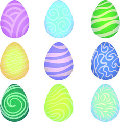 set of easter eggs isolated on white