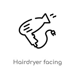 outline hairdryer facing left vector icon. isolated black simple line element illustration from beauty concept. editable vector stroke hairdryer facing left icon on white background