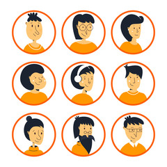 Fototapeta premium People characters icons. Set of avatars different age. Shoulders avatars stylish collection flat style