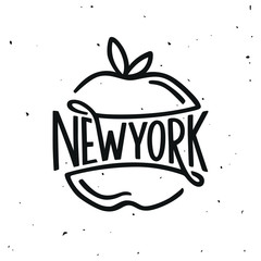 Vintage hand lettered t-shirt design. New york city text. Vector illustration.