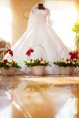 Wedding dress at the Bride on the wedding day.