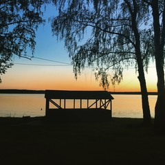 Fototapeta na wymiar Sunset landscape of the lake