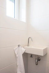 Toilet sink interior white bathroom, faucet with white wall