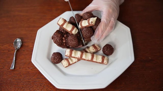 A homemade Easter Egg with Chocolate and Brigadeiro.