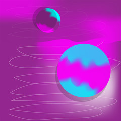 Modern geometric pink blue white colors abstract space circle background