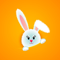 Easter holiday greeting card with cute easter bunny. vector illustration isolated