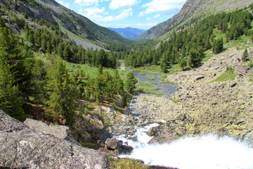 Fototapeta na wymiar The beauty of the Altai Mountains in summer in good weather.