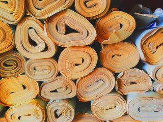Background from paper rolls. Cardboard roll paper