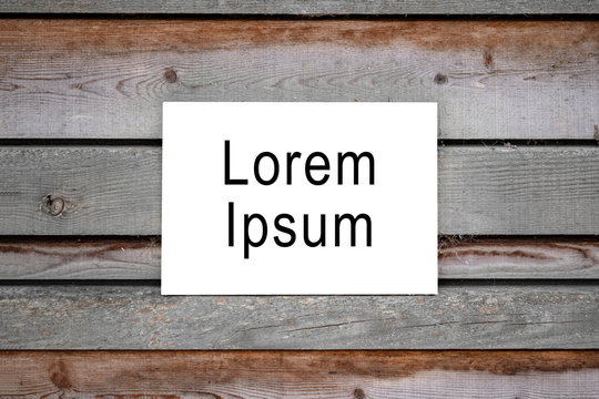 Textfeld an Holzwand, Lorem Ipsum