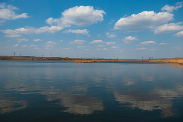 Fototapeta na wymiar spring fishing on the Starobeshevsky reservoir in the Donetsk People's Republic