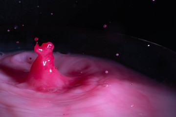 A drop of milk in clear water.