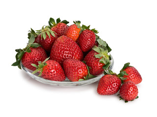 Strawberry small group in glass saucer