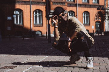 The guy on the city street.