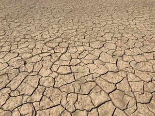 Dry cracked clay surface of the earth. The texture of the dry clay with cracks. Dried soil with...