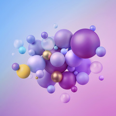3d render, abstract balls, pastel balloons, geometric background, multicolored primitive shapes, minimalistic design, pastel colors palette, party decoration, plastic toys, isolated elements