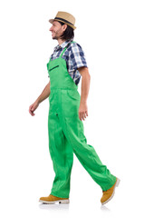 Young farmer isolated on white background