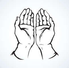 Praying hands. Vector drawing