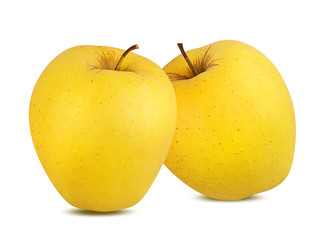 Fresh yellow apple isolated on white background with clipping path