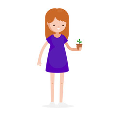 Girl Woman Blond Character Cartoon Illustration Recycling Bottle Plastic Eco Isolated Icon Set