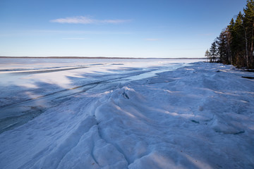 Lake landscape at spring day