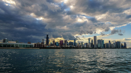 Fototapeta na wymiar The Chicago Skyline at Sunset