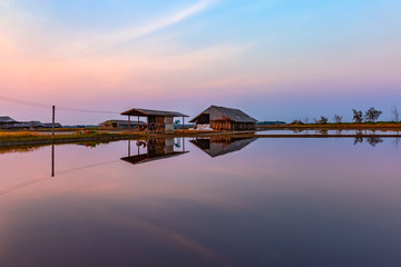 Countryside in the morning, Reflection of the warehouse