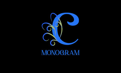 Decorative monogram with calligraphic letter. Logo logo design, business identity identity for a restaurant, royalty, boutique, cafe, hotel. Vector illustration