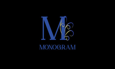 Fototapeta premium Decorative monogram with calligraphic letter. Logo logo design, business identity identity for a restaurant, royalty, boutique, cafe, hotel. Vector illustration