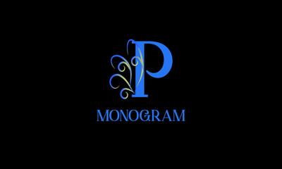 Decorative monogram with calligraphic letter. Logo logo design, business identity identity for a restaurant, royalty, boutique, cafe, hotel. Vector illustration