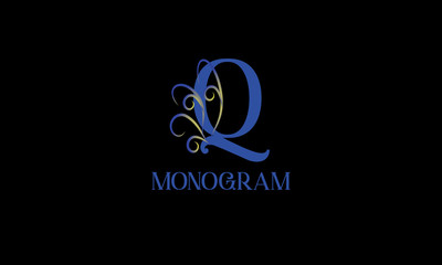 Obraz premium Decorative monogram with calligraphic letter. Logo logo design, business identity identity for a restaurant, royalty, boutique, cafe, hotel. Vector illustration
