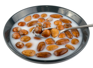 Funny Breakfast with Whole Nuts and Metal Objects