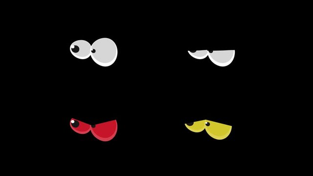Cartoon Eyes Watching And Blinking/ Animation of a 4k set of cartoon and comic eyes, with different emotions
