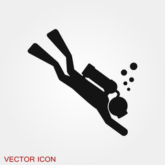 Scuba diver icon vector sign symbol for design