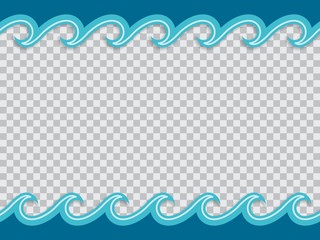 Paper cut out frame of waves in origami nautical style