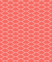 Seamless pattern in oriental motifs in shades of coral, abstract background