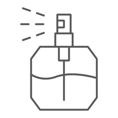 Perfume thin line icon, fragrance and cosmetic, aroma sign, vector graphics, a linear pattern on a white background.