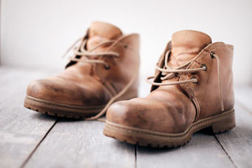 Old brown boots