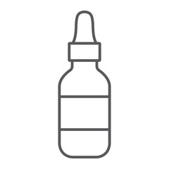 Cosmetic serum thin line icon, makeup and cosmetic, moisturizer sign, vector graphics, a linear pattern on a white background.