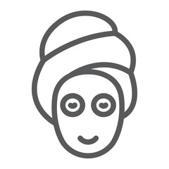Beauty mask line icon, skin and beauty, face care sign, vector graphics, a linear pattern on a white background.