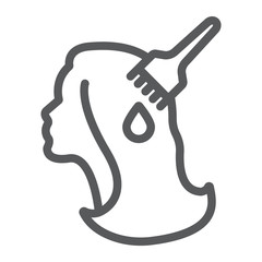 Hair color line icon, beauty and hairstyle, hair brush sign, vector graphics, a linear pattern on a white background.