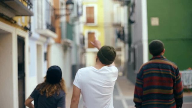 Soft focus, blurred broll background footage of unrecognizable group of friends people exploring small european town or city, travel destination for adventure bloggers, forever young travels