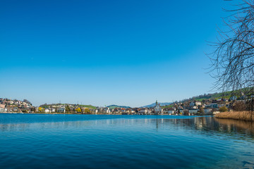 Fototapeta na wymiar Lake of Lucerne. Kuessnacht am Rigi. Switzerland