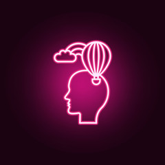 Head, balloon, cloud neon icon. Elements of Creative thinking set. Simple icon for websites, web design, mobile app, info graphics