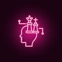 Chess, marketing, brain neon icon. Elements of Creative thinking set. Simple icon for websites, web design, mobile app, info graphics